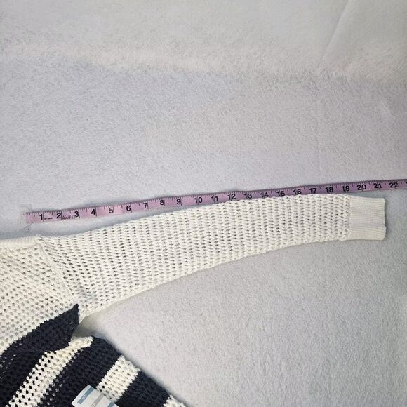 OLD NAVY Blue & White Stripe Sz Xs Side Slit Sweater NWT Knit Round Neck - Picture 6 of 6